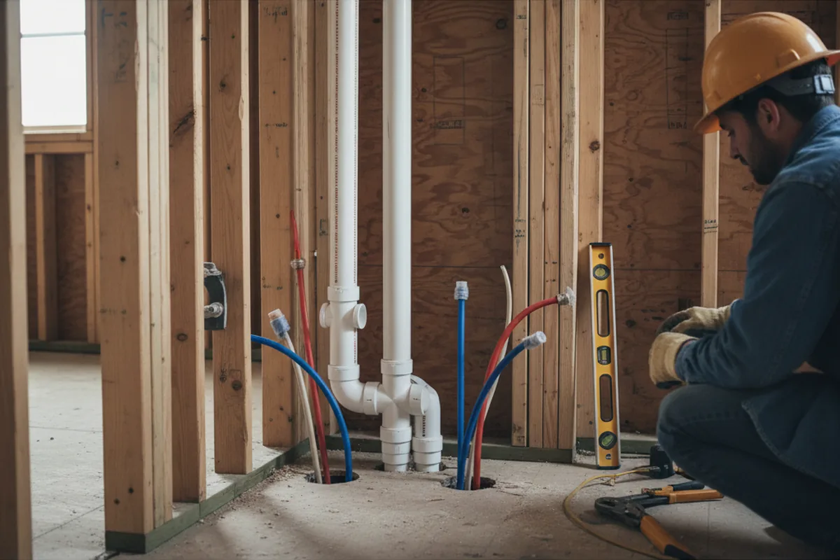 Drain and supply rough-in during Toilet Repair and Installation in Lincoln